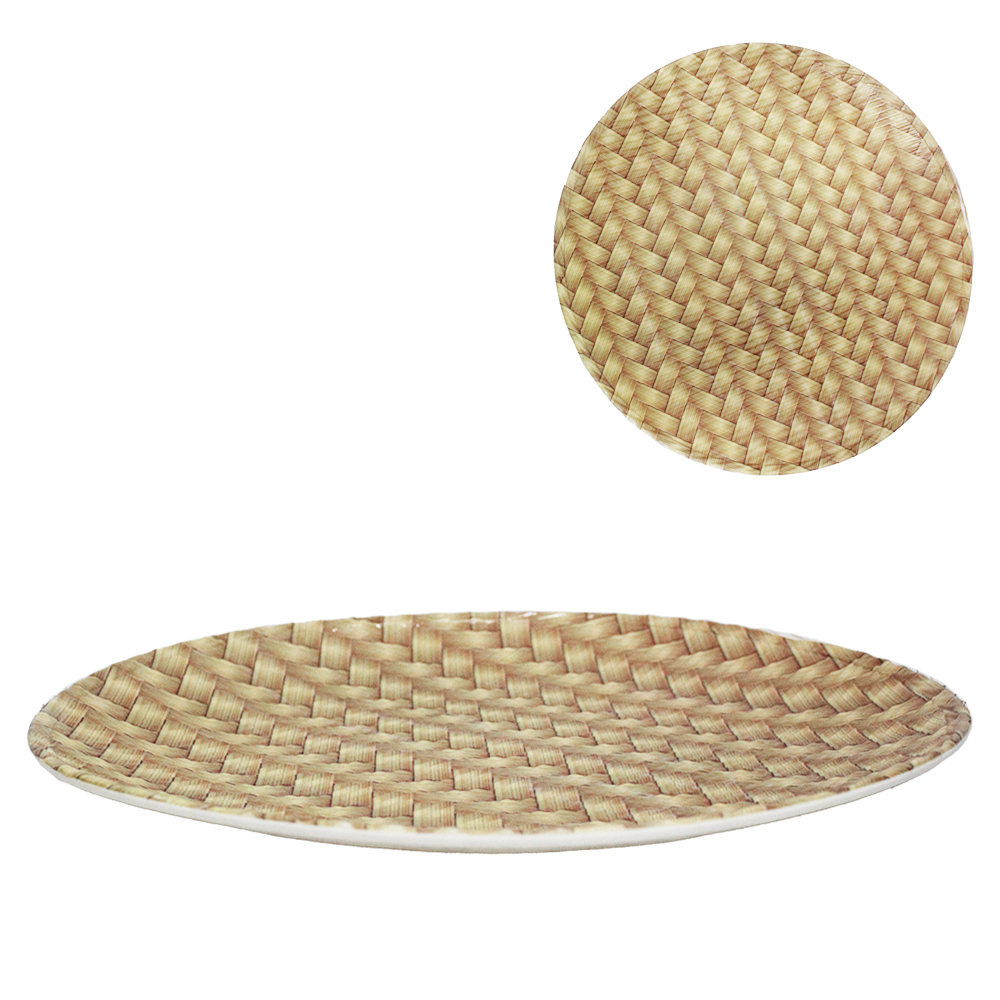 BANDEJA DE PLASTICO REDONDA RATTAN TRAMA 37,5CM DE Ø