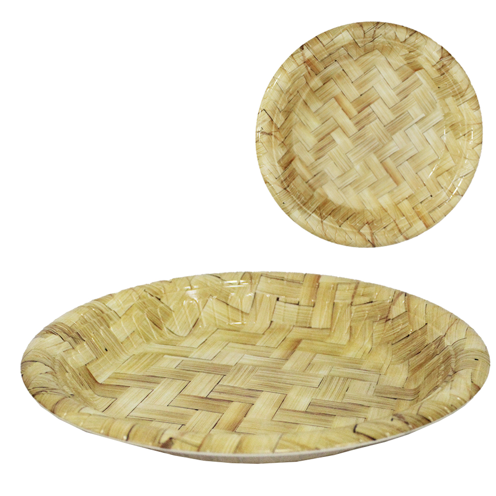 BANDEJA DE PLASTICO REDONDA RATTAN 26CM DE Ø