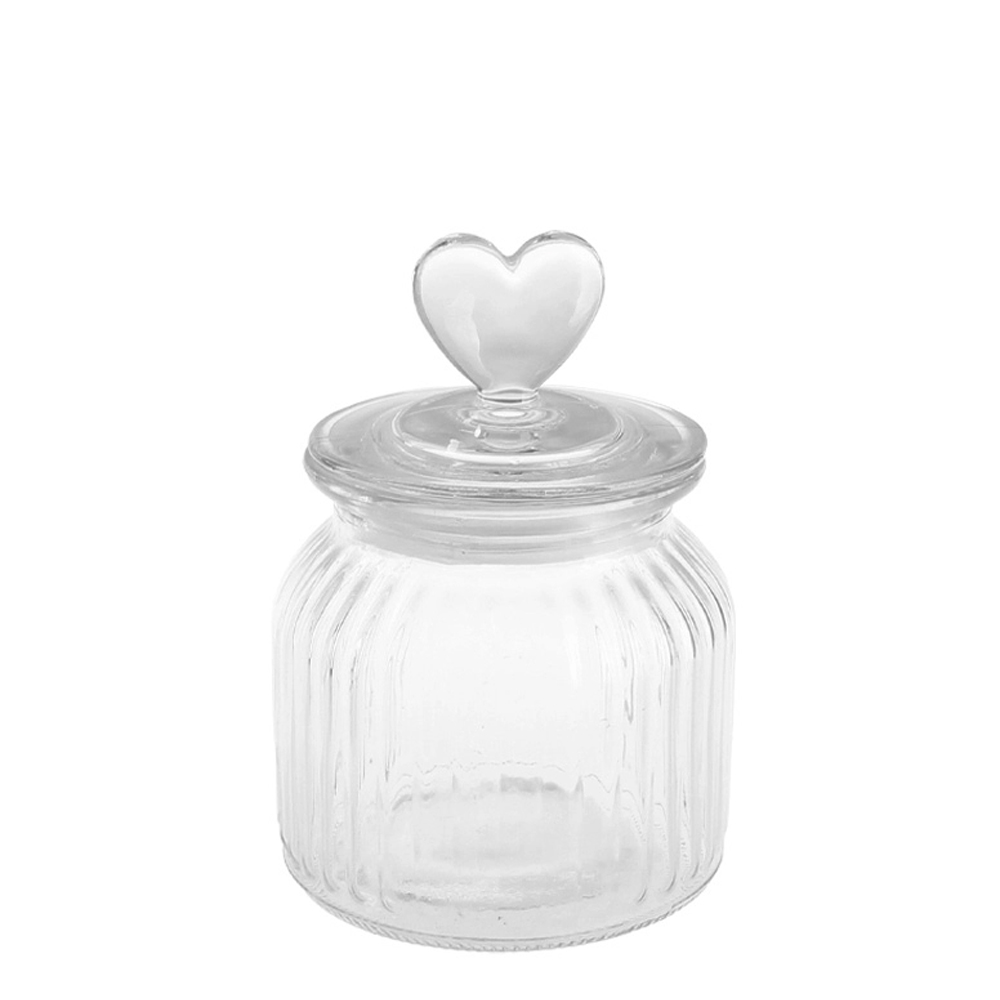 POTE DE VIDRO REDONDO COM TAMPA HERMETICA CORACAO DE VIDRO 650ML