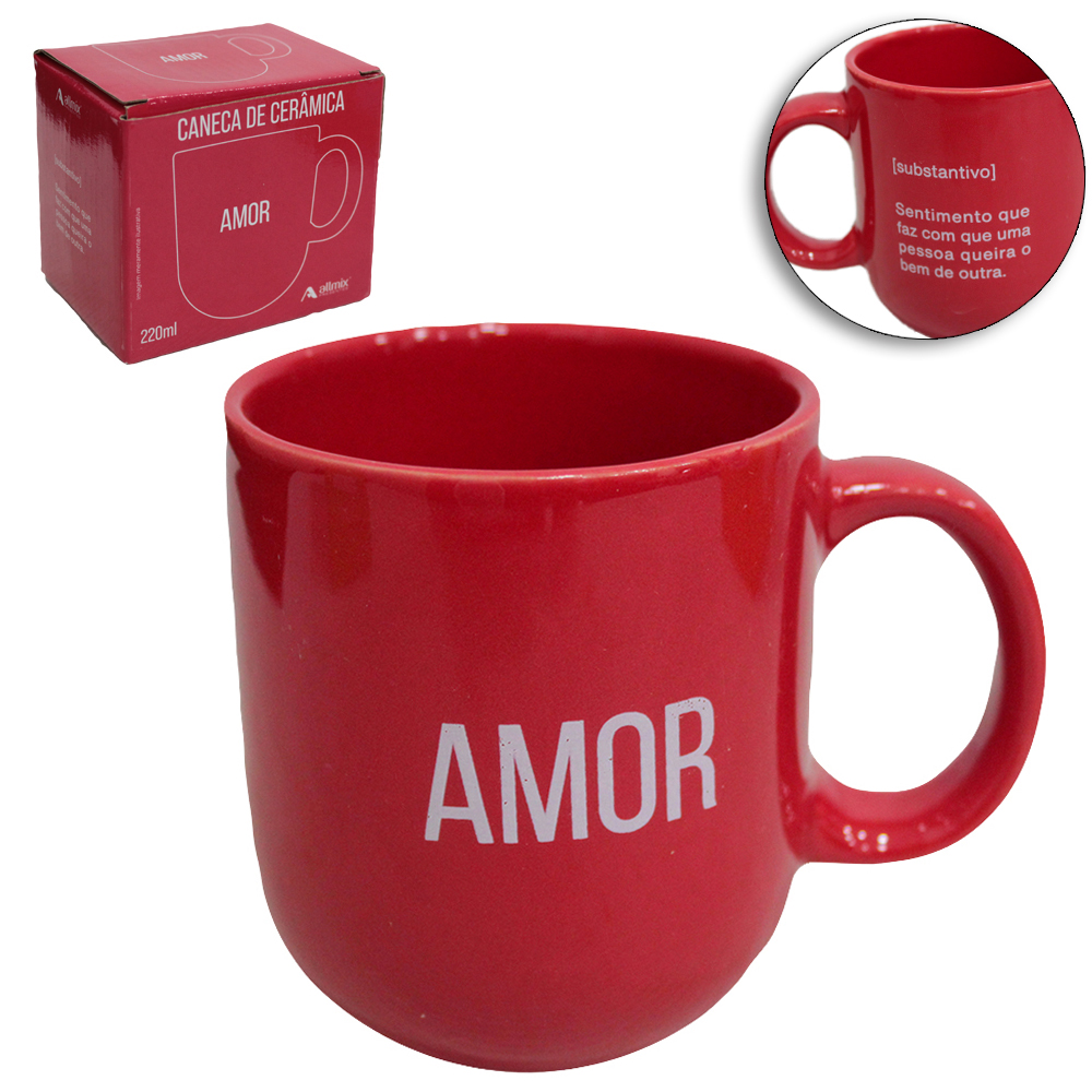 CANECA DE PORCELANA AMOR VERMELHA 220ML