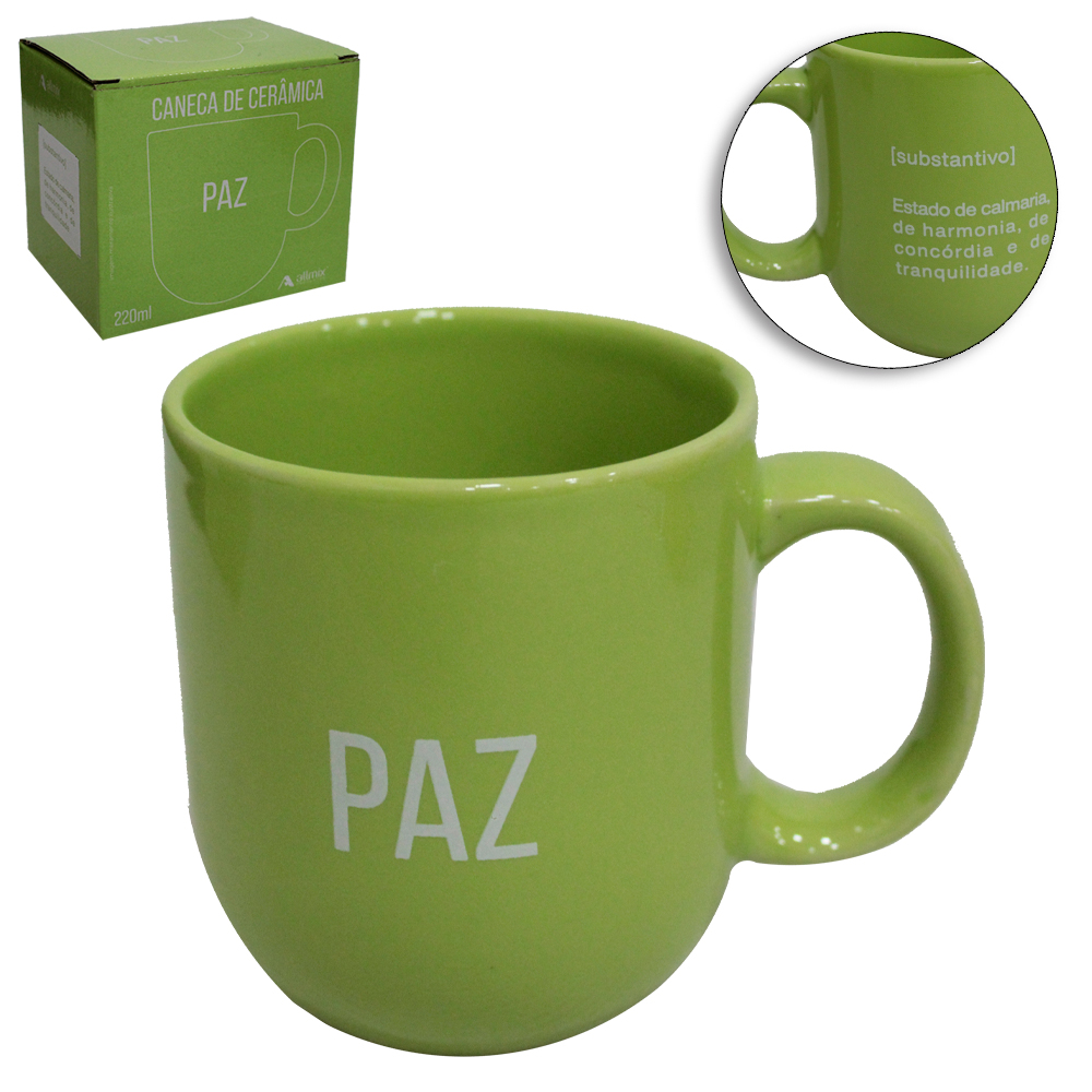 CANECA DE PORCELANA PAZ VERDE 220ML