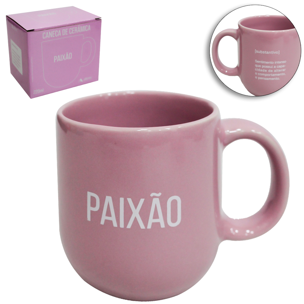CANECA DE PORCELANA PAIXAO ROSA 220ML