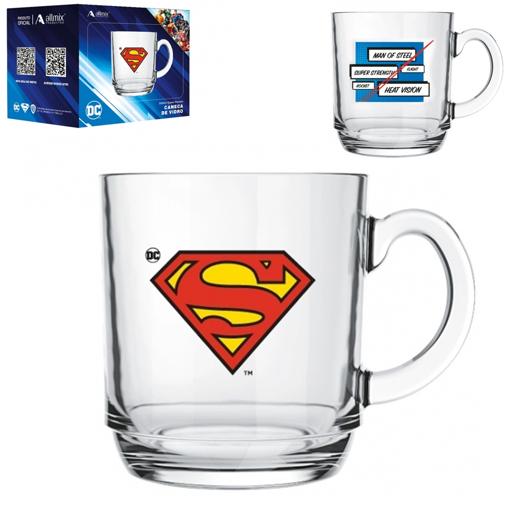 CANECA DE VIDRO DC SUPER HOMEM 300ML