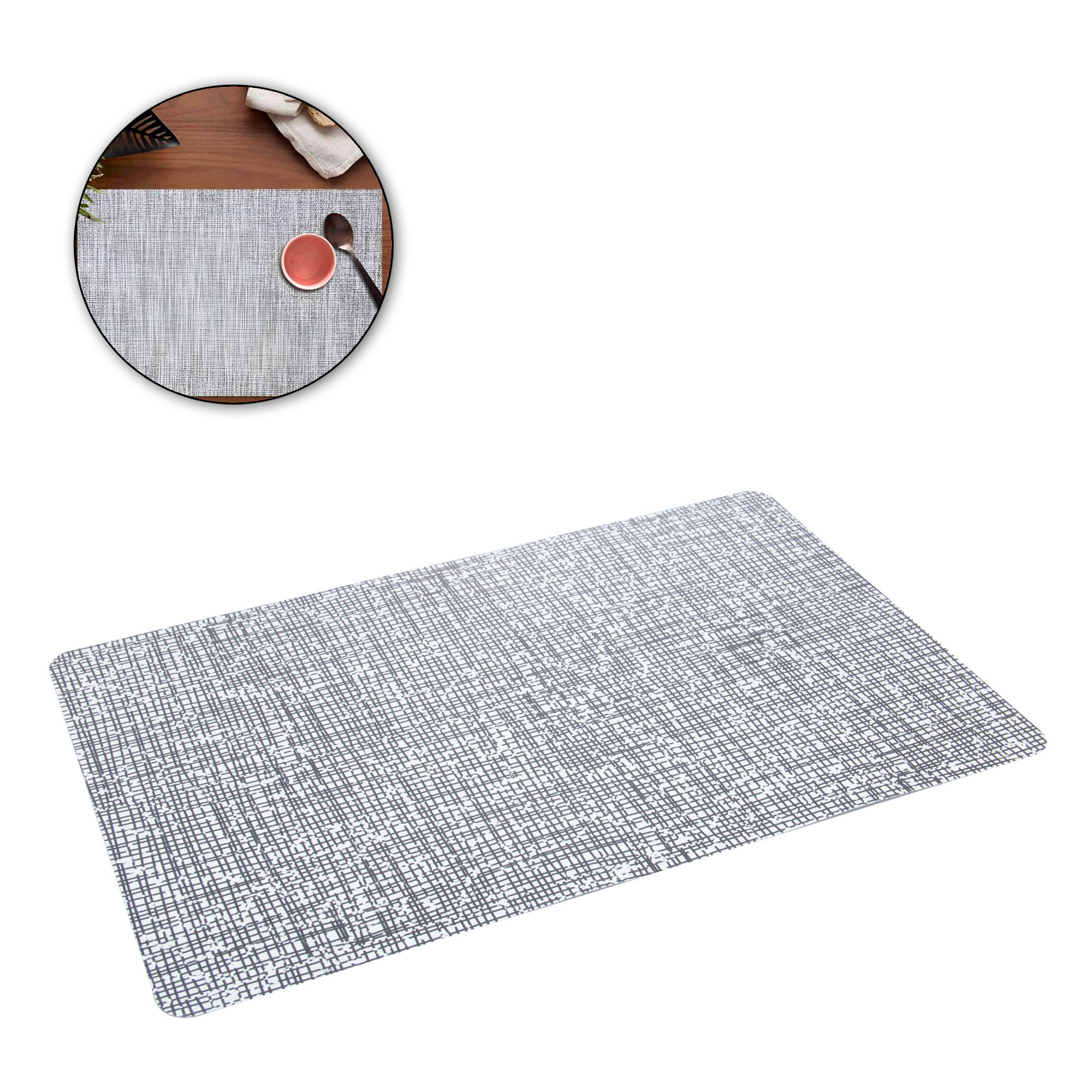TOALHA LUGAR AMERICANO DE PLASTICO RETANGULAR ABSTRACT PRETO 43,5X28,5CM
