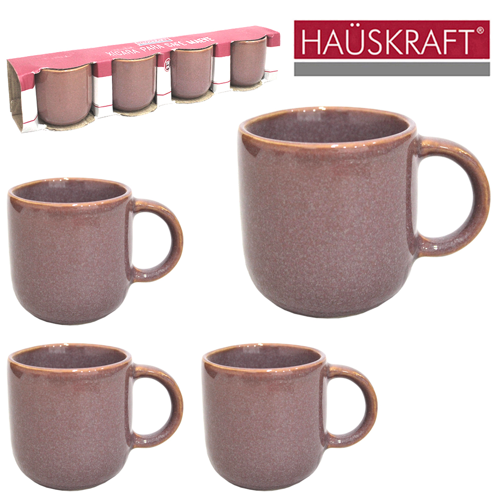 JOGO DE XICARA DE PORCELANA PARA CAFE MAEVE HAUSKRAFT COM 4 PECAS 110ML
