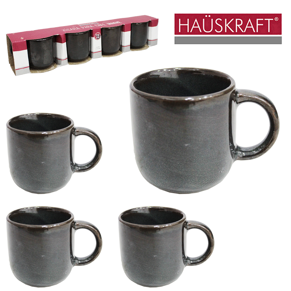 JOGO DE XICARA DE PORCELANA PARA CAFE MAEVE HAUSKRAFT COM 4 PECAS 110ML