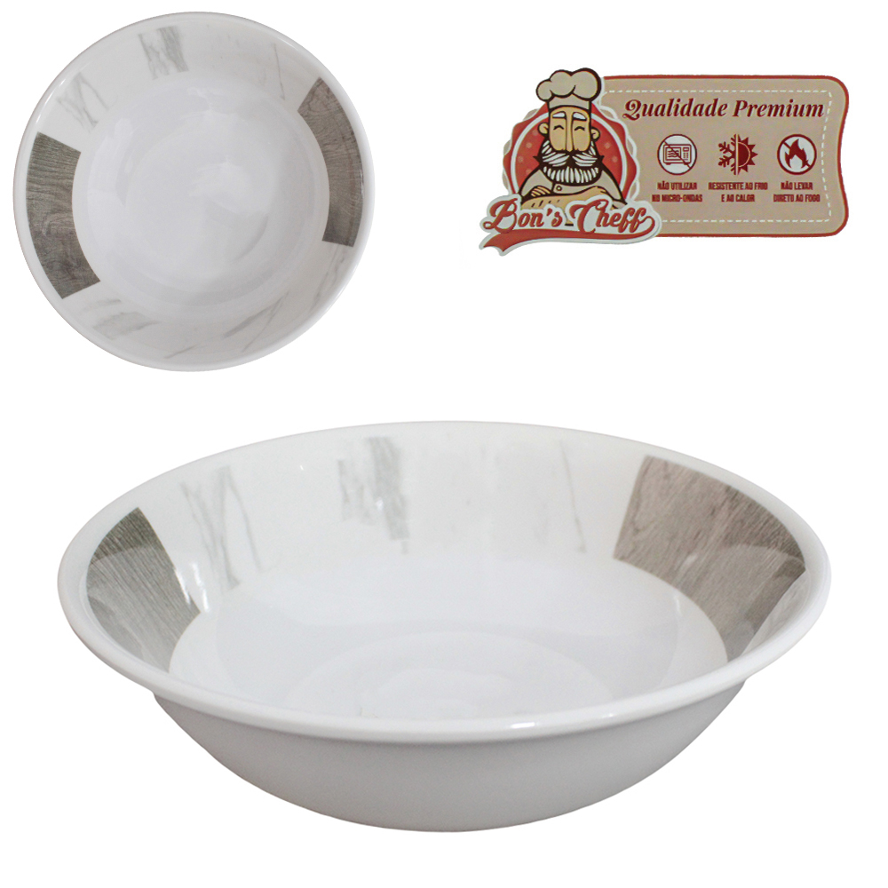 TIGELA DE MELAMINA REDONDA GOURMET MARMORIZADA 600ML 6,5X17,5CM DE Ø BONS CHEFF
