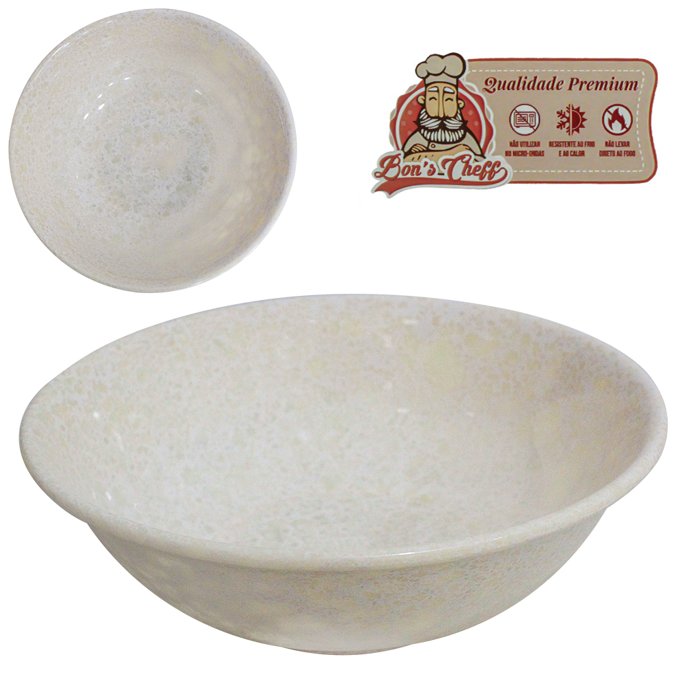 TIGELA DE MELAMINA REDONDA GOURMET GRANITO 1200ML 8X22,5CM DE Ø BONS CHEFF