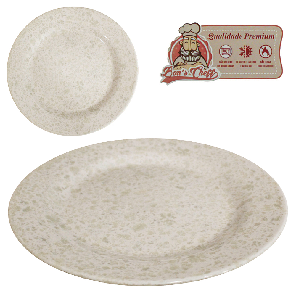 PRATO DE MELAMINA FUNDO GOURMET GRANITO 22,5CM DE Ø BONS CHEFF