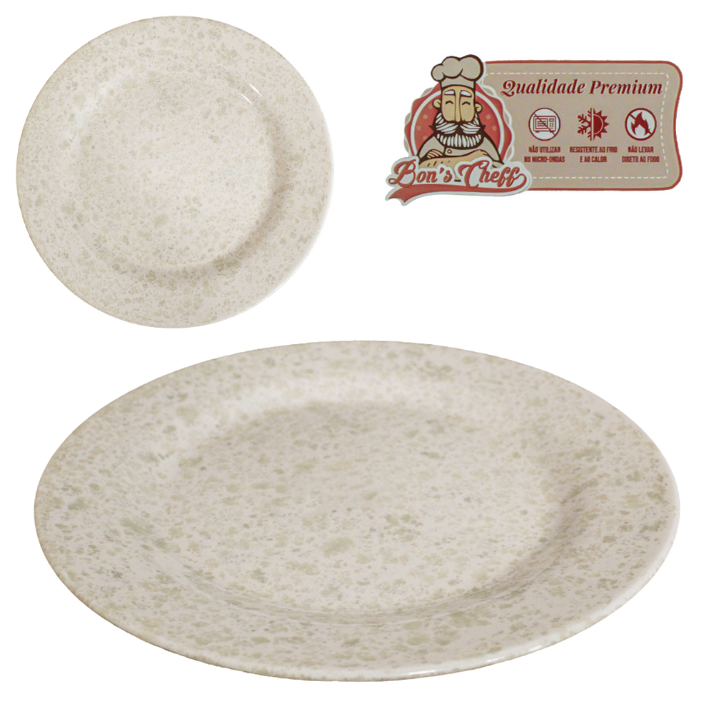 PRATO DE MELAMINA FUNDO GOURMET GRANITO 22,2CM DE Ø BONS CHEFF