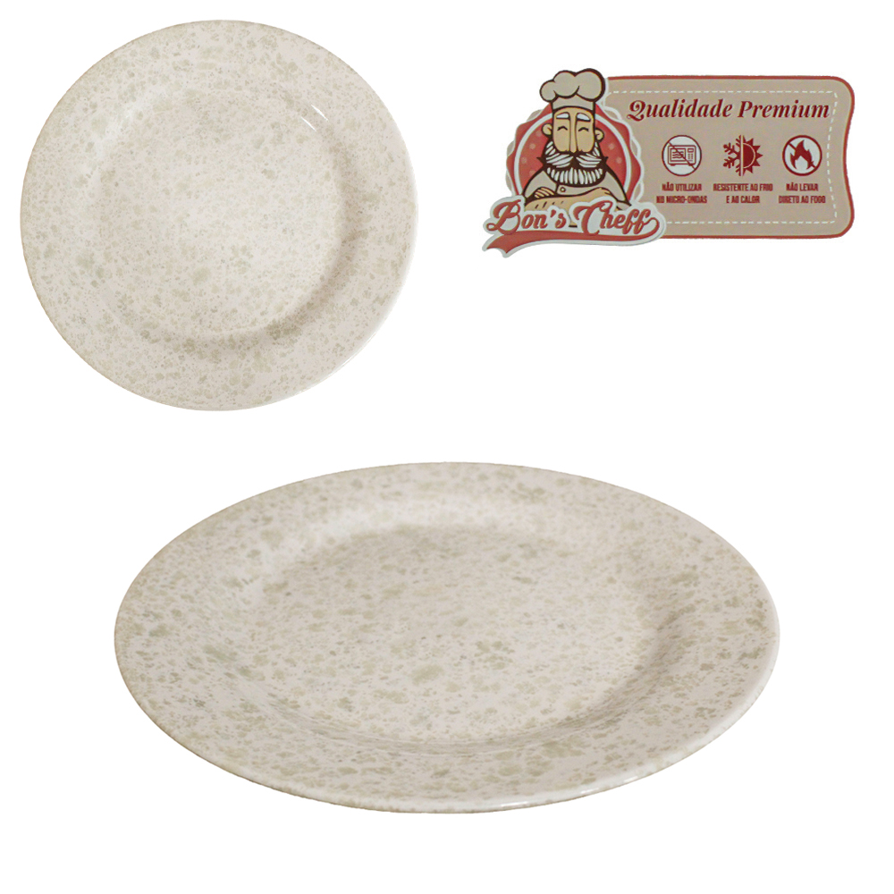 PRATO DE MELAMINA PARA SOBREMESA GOURMET GRANITO 17CM DE Ø BONS CHEF