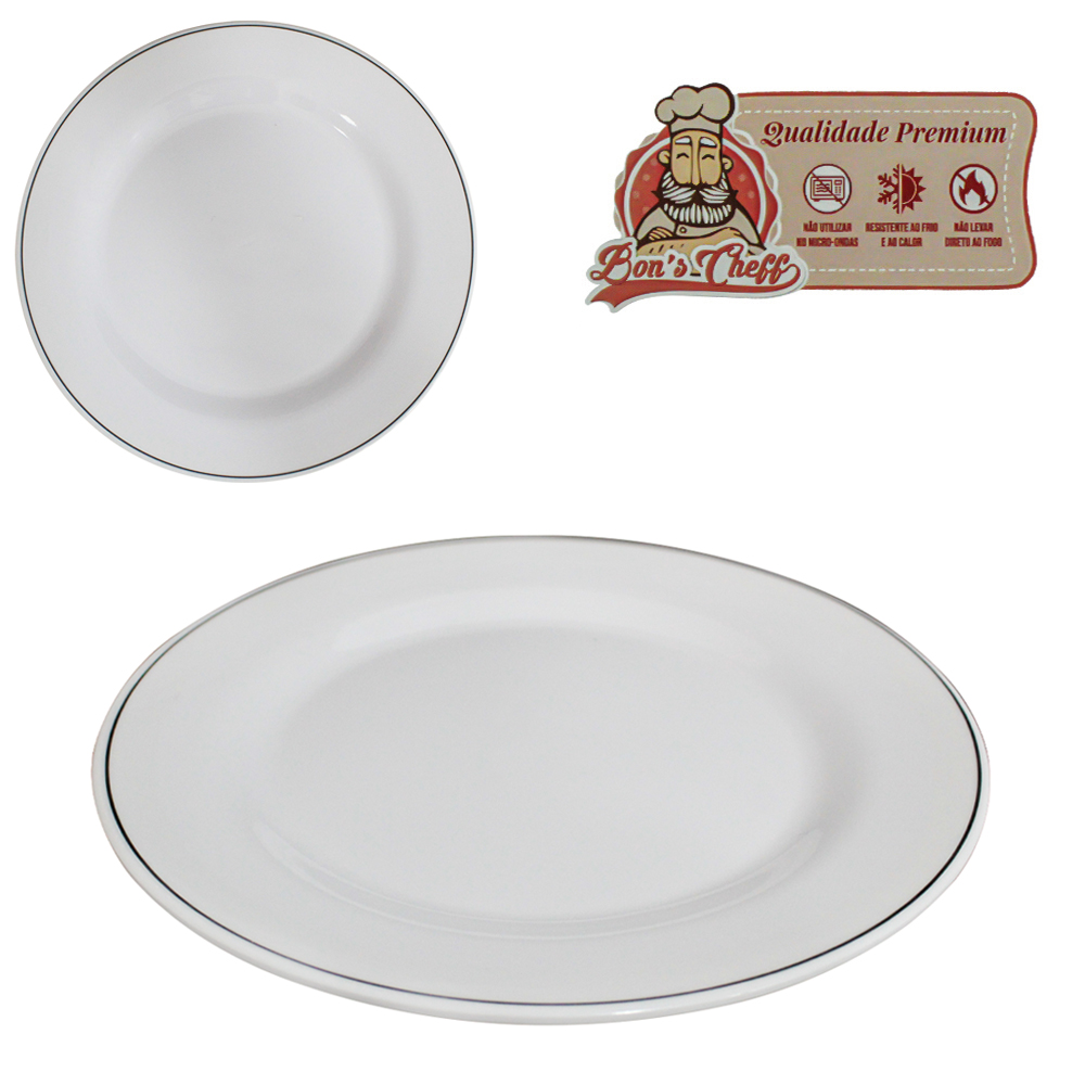 PRATO DE MELAMINA PARA SOBREMESA GOURMET BRANCO LINE 17CM DE Ø BONS CHEFF