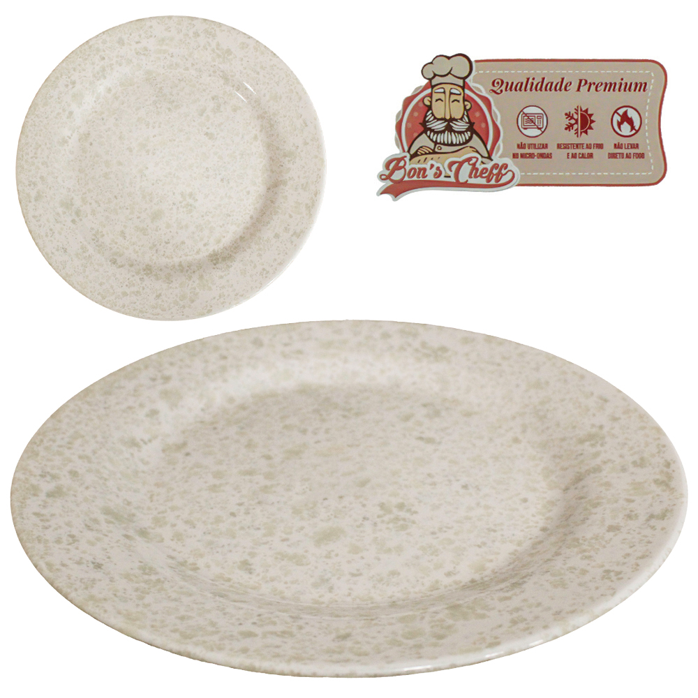PRATO DE MELAMINA FUNDO GOURMET GRANITO 25CM DE Ø BONS CHEFF