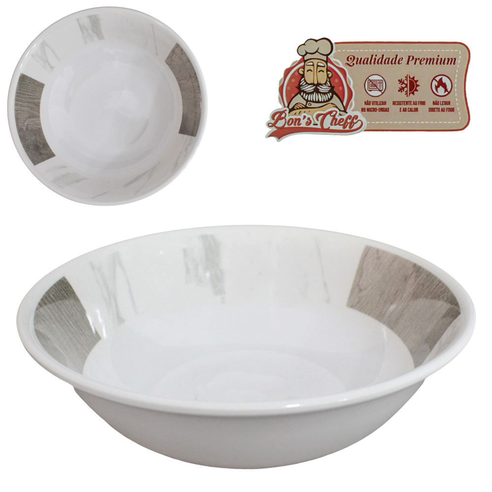 TIGELA DE MELAMINA REDONDA GOURMET MARMORIZADA 980ML 6,5X20CM DE Ø BONS CHEFF