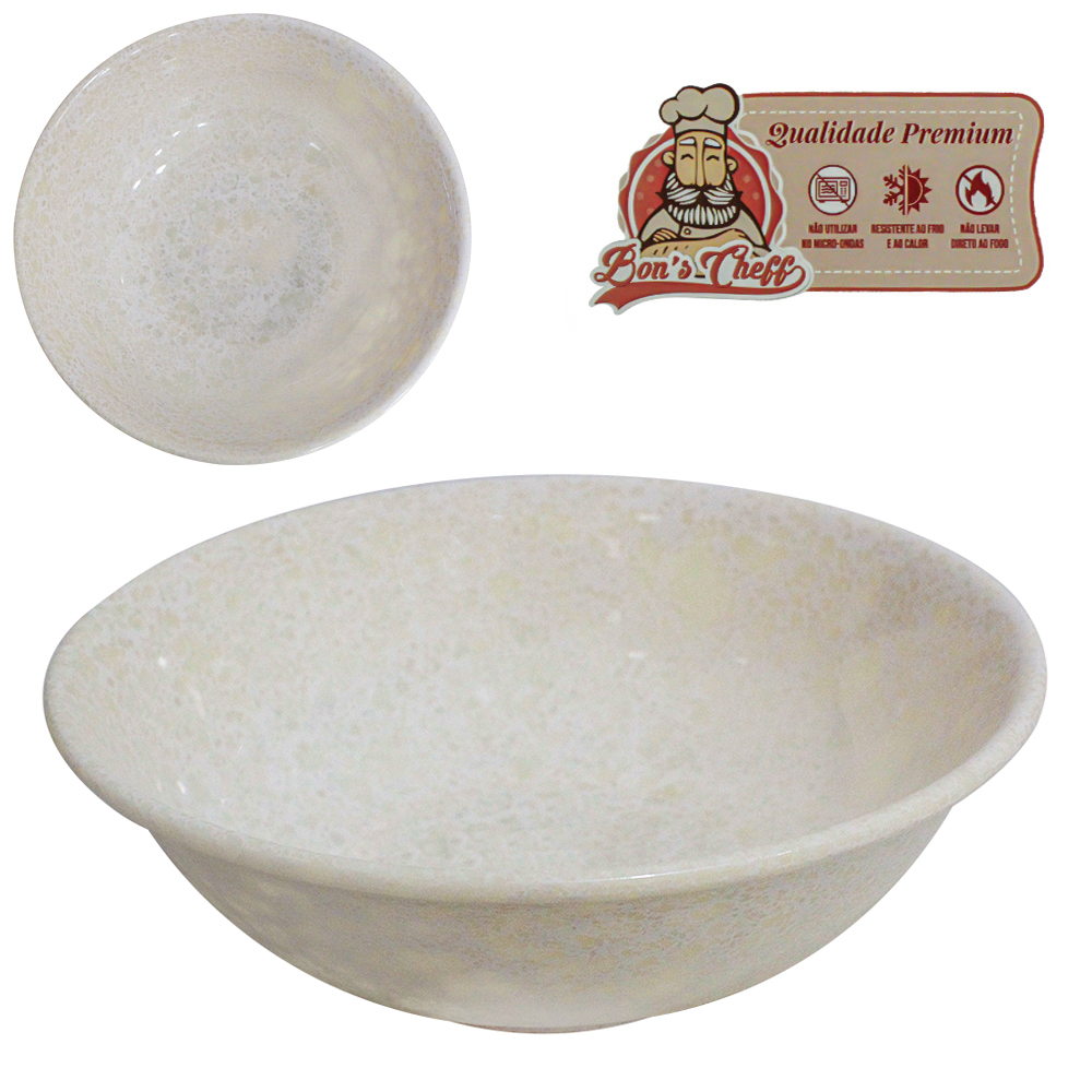 TIGELA DE MELAMINA REDONDA GOURMET GRANITO 980ML 6,5X20CM DE Ø BONS CHEFF