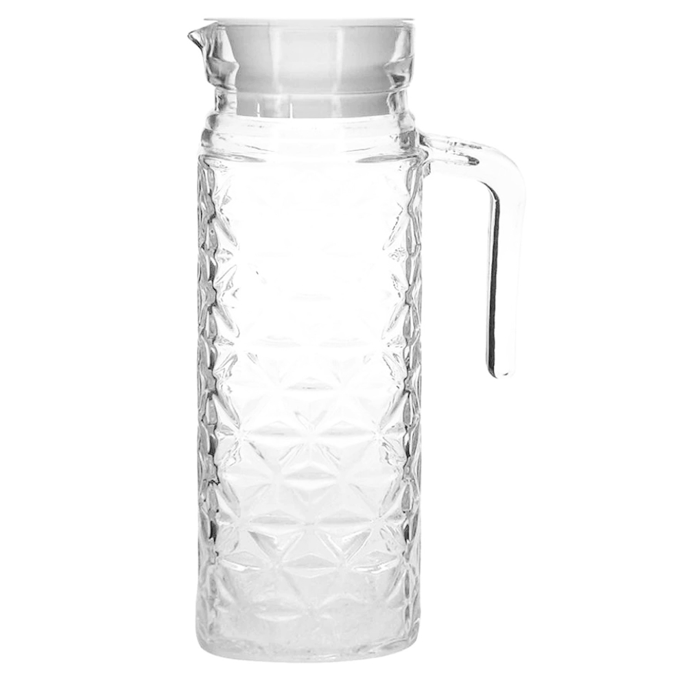 JARRA DE VIDRO CRAQUELADA COM TAMPA DE PLASTICO 1000ML