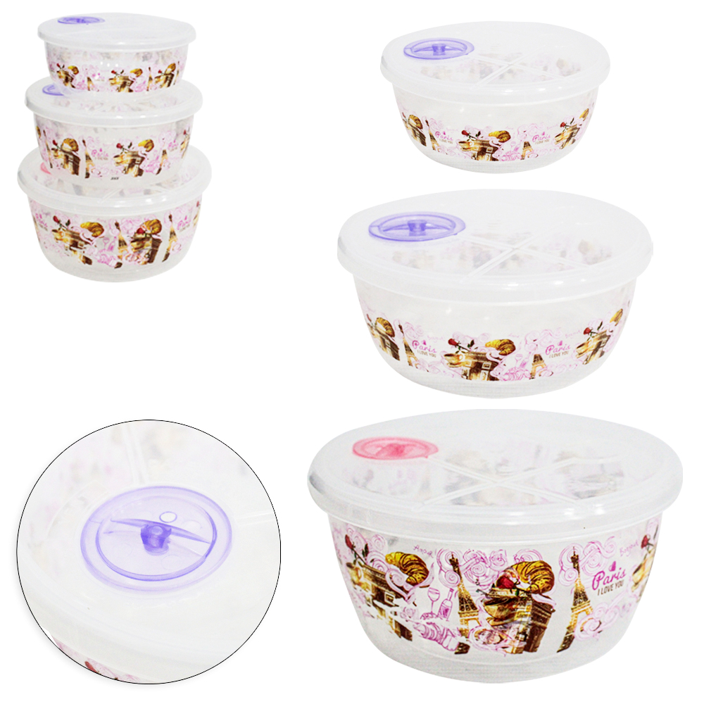 CONJUNTO DE POTE DE PLASTICO REDONDO COM TAMPA E VALVULA PARIS 3 PECAS 950 / 600 / 350ML