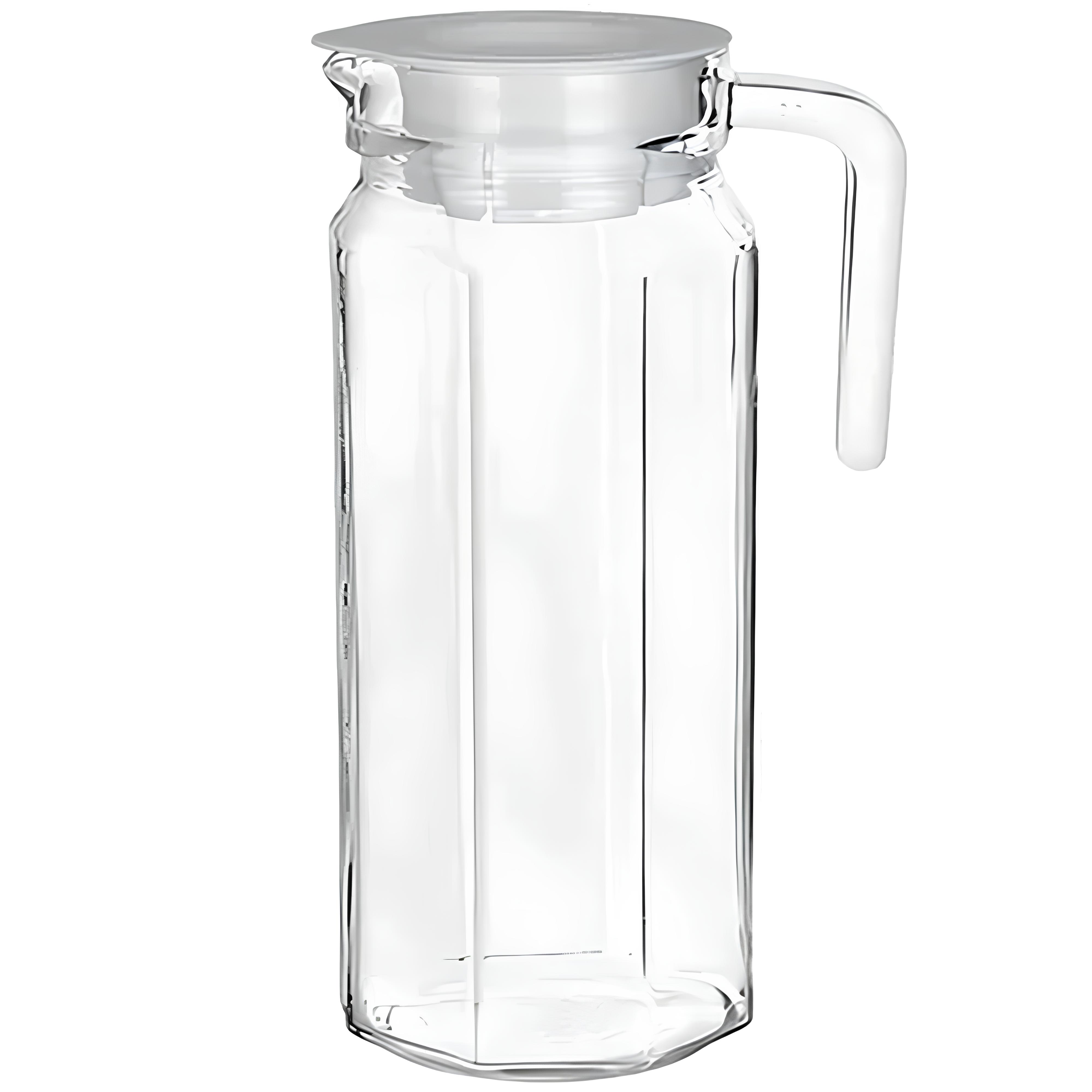 JARRA DE VIDRO OITAVADA COM TAMPA DE PLASTICO 1000ML