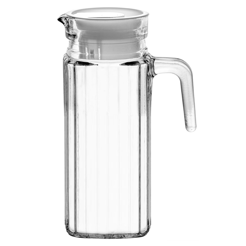JARRA DE VIDRO CANELADA COM TAMPA DE PLASTICO 1000ML