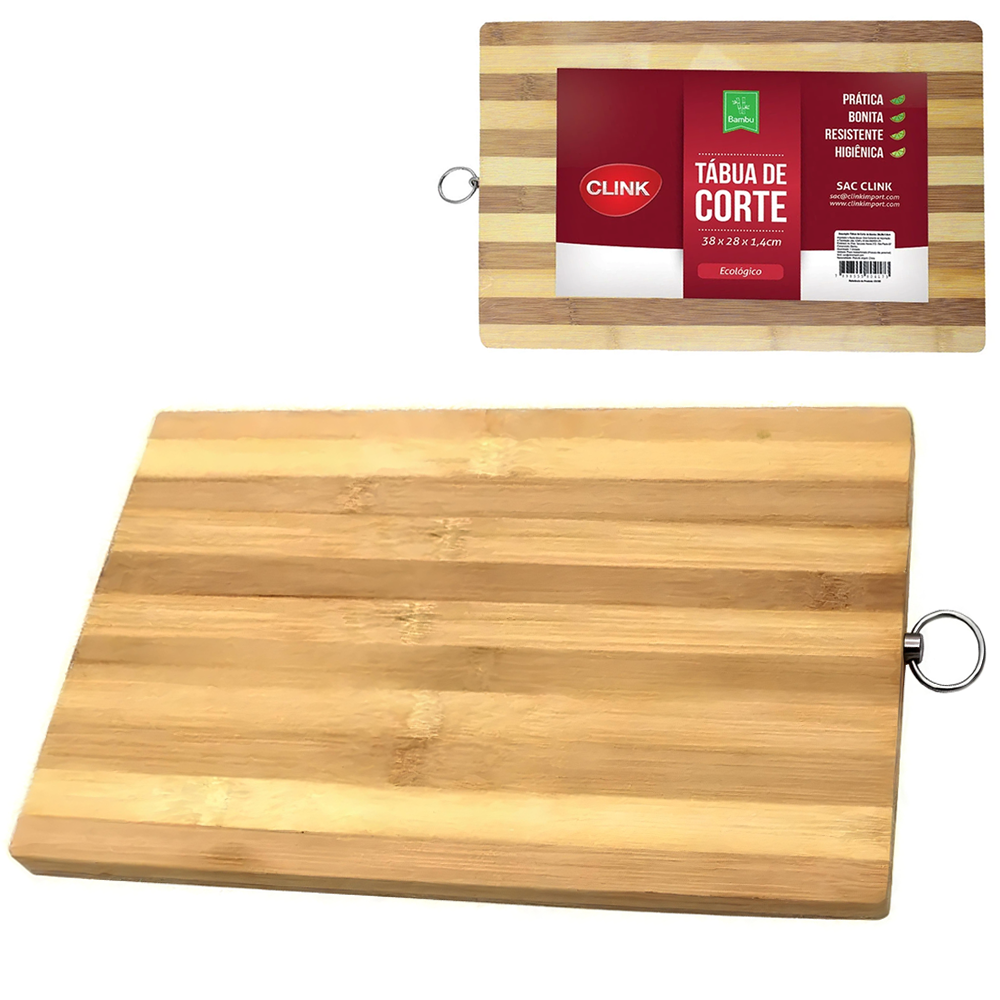 TABUA DE CORTE DE MADEIRA / BAMBU MULTIUSO RETANGULAR 32X22CM