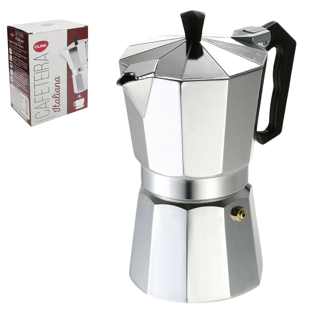 CAFETEIRA ITALIANA DE ALUMINIO PARA 6 XICARAS
