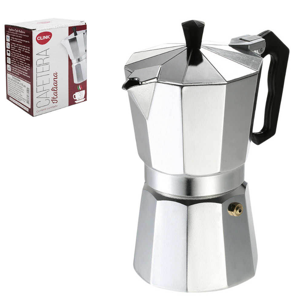 CAFETEIRA ITALIANA DE ALUMINIO PARA 3 XICARAS
