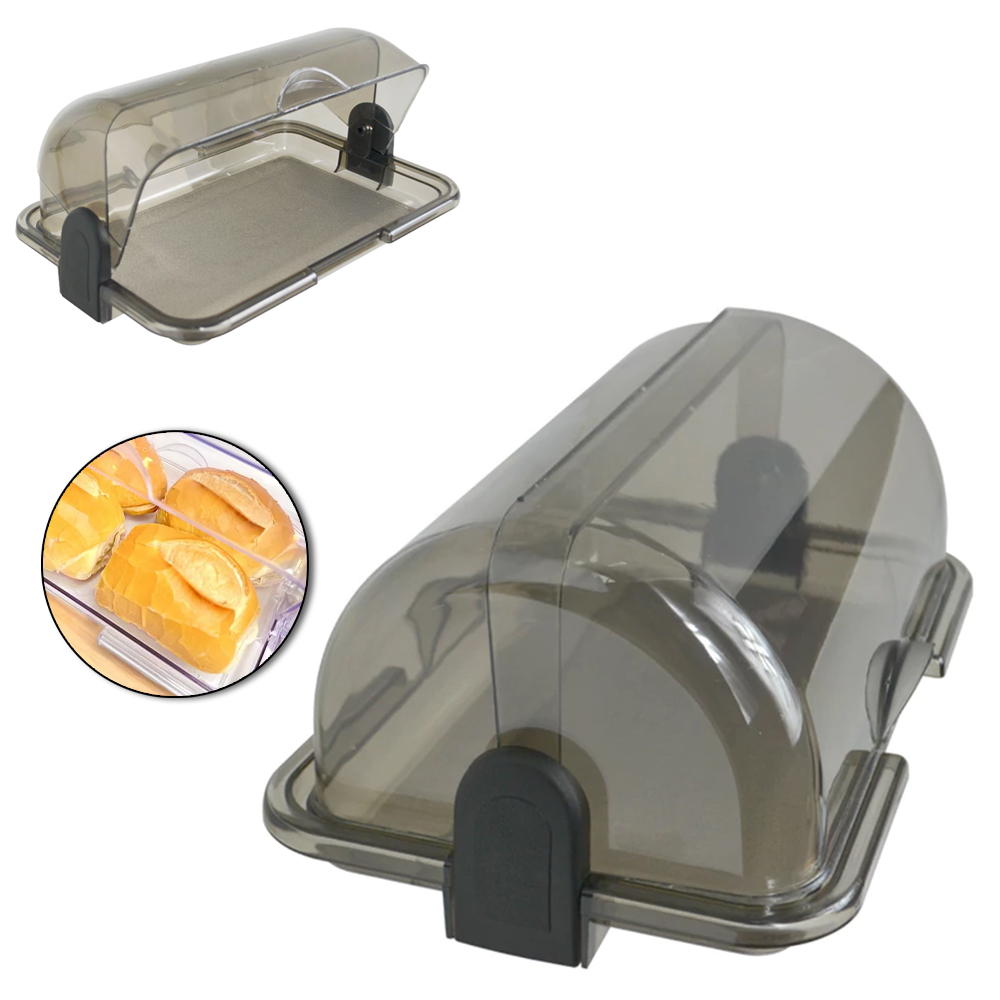 PORTA PAO DE ACRILICO RETANGULAR FUME PREMIUM 31X20,5X13CM