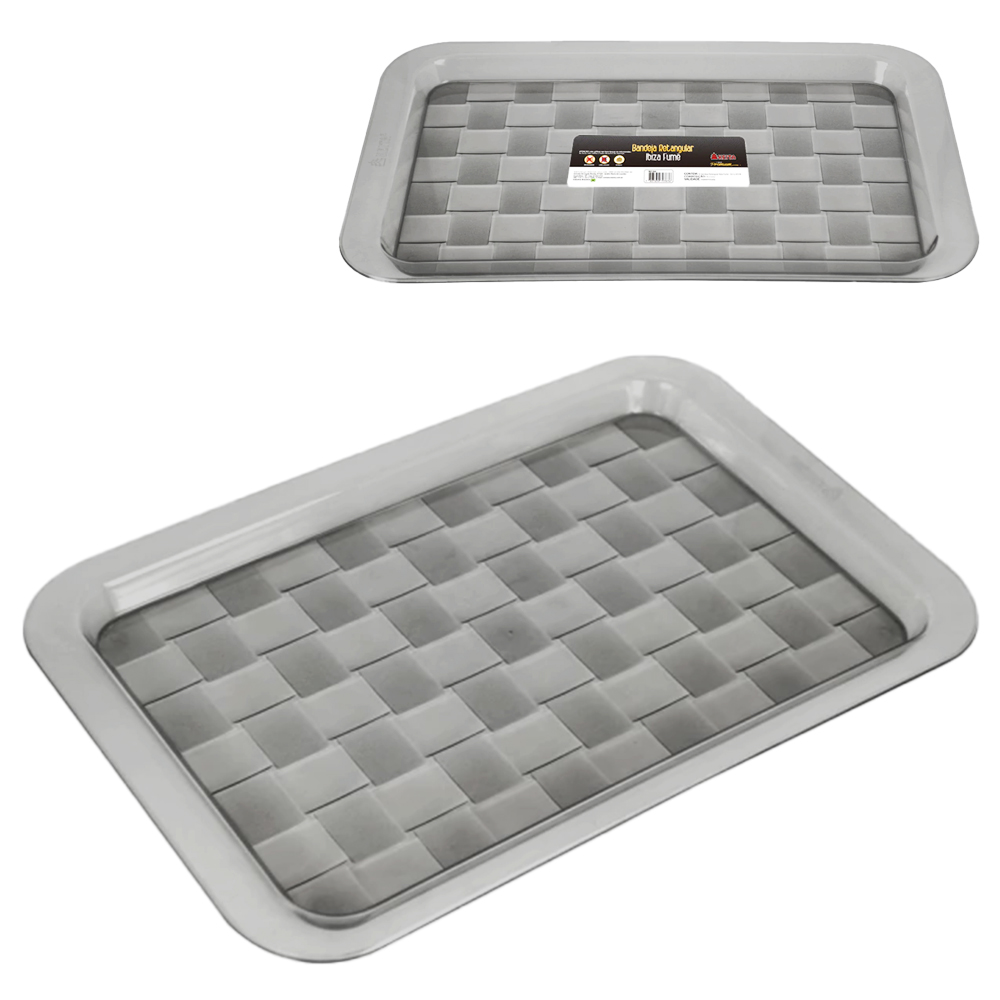 BANDEJA DE ACRILICO RETANGULAR IBIZA FUME PREMIUM 39,5X25,5CM