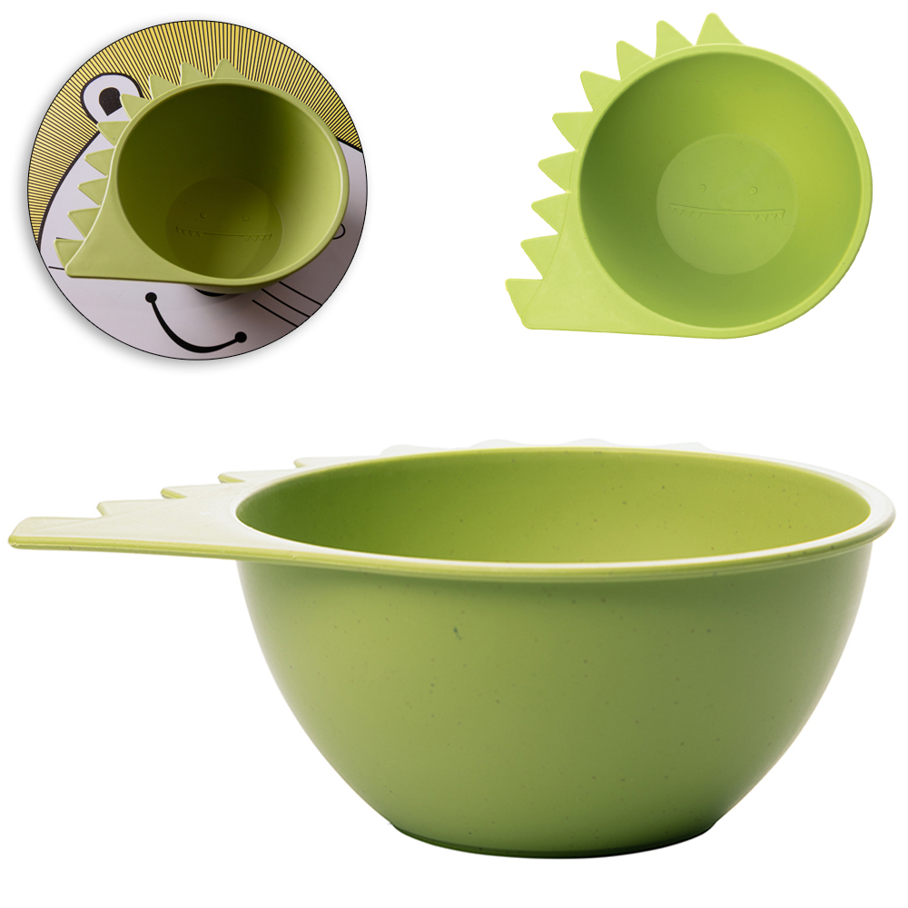 TIGELA CUMBUCA DE BAMBU ECOLOGICO BABY DINO VERDE 600ML 17,5X15X6CM
