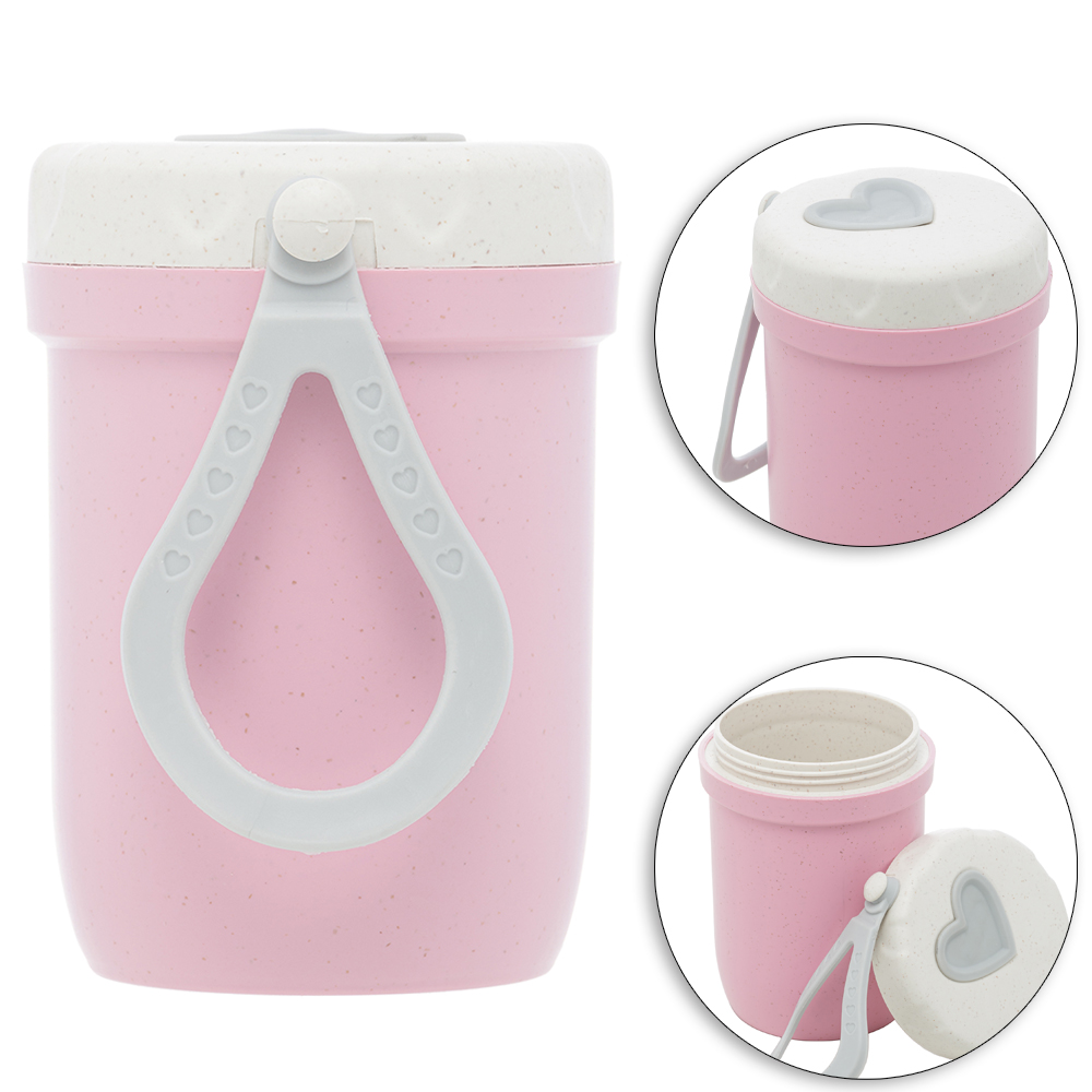 POTE TERMICO DE BAMBU ECOLOGICO COM PAREDE DUPLA + TAMPA E ALCA DE SILICONE ROSA 300ML