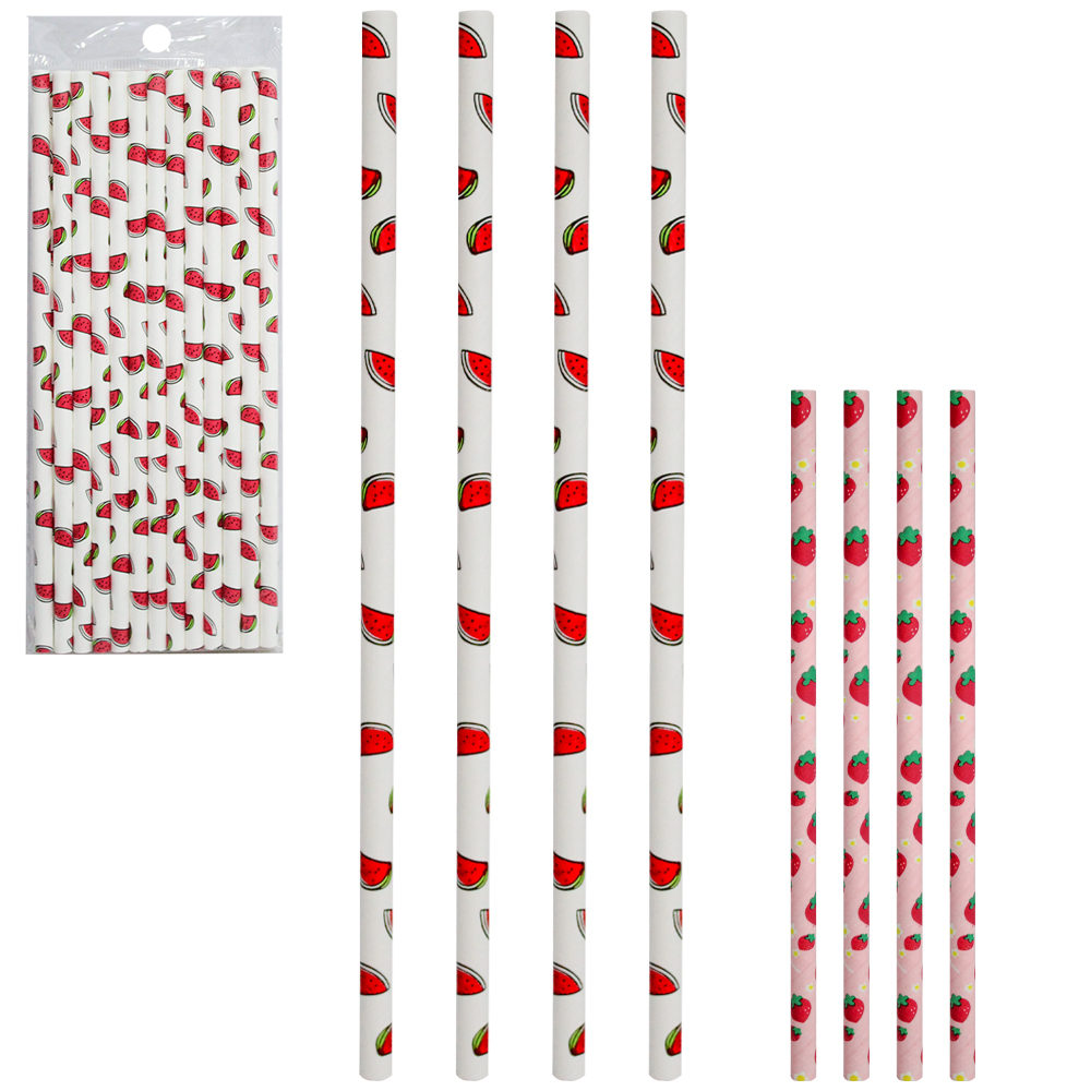 CANUDO DE PAPEL RETO BIODEGRADAVEL FRUTAS COM 25 PECAS 20CM