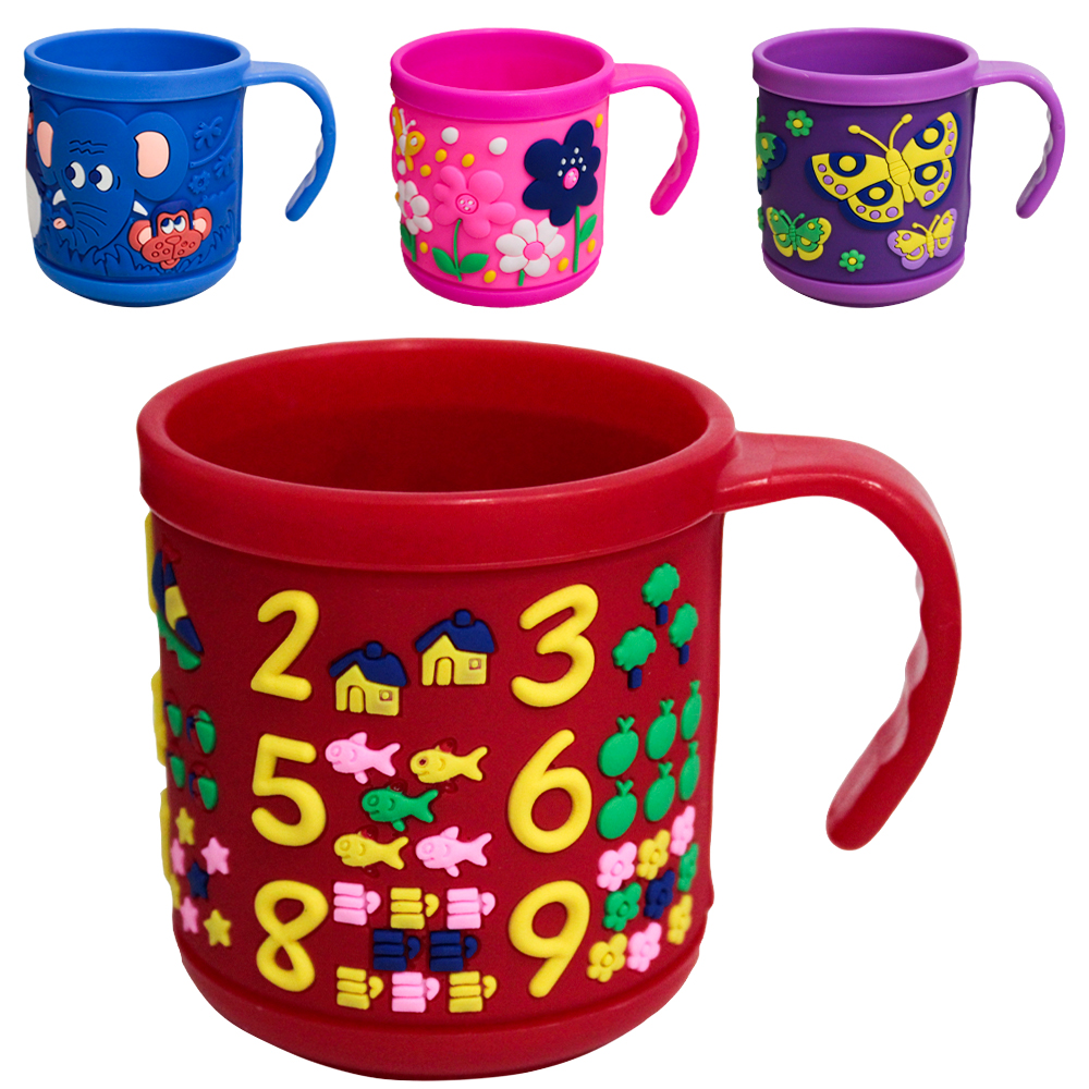CANECA DE PLASTICO EMBORRACHADO ESTAMPAS SORTIDAS 220ML