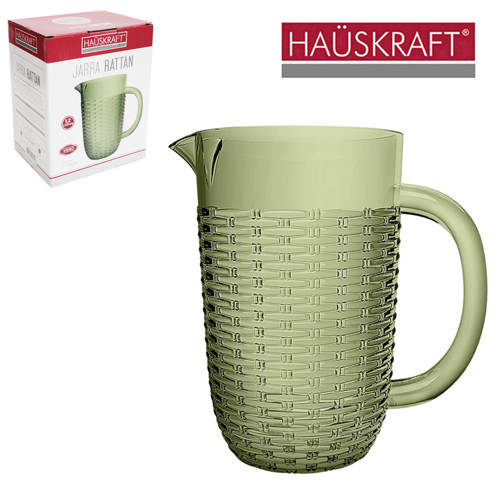 JARRA DE VIDRO RATTAN VERDE HAUSKRAFT 1,2L