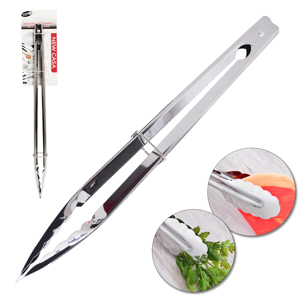 PEGADOR MULTIUSO DE INOX COM MOLA E TRAVA 40,5X3,5CM