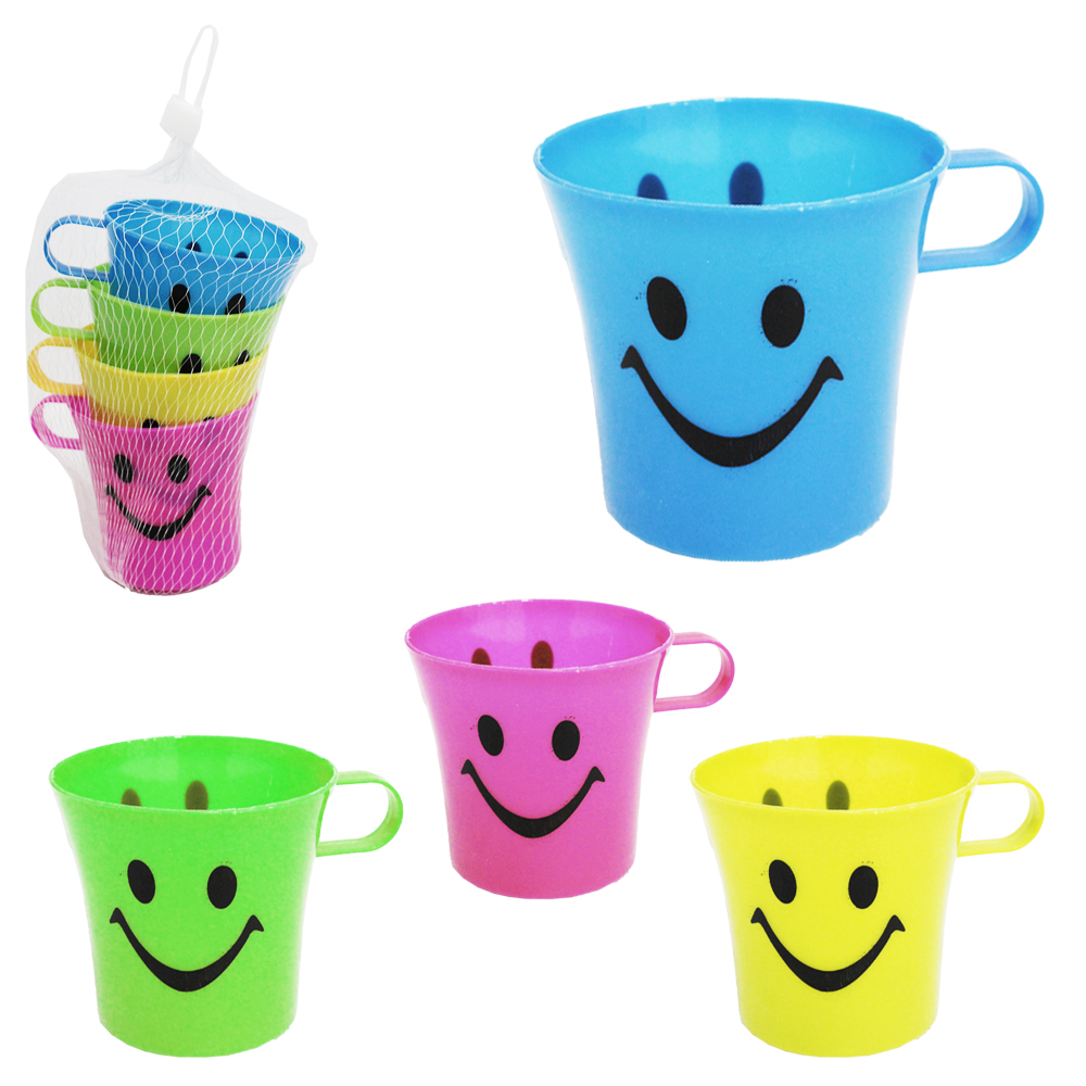 CANECA DE PLASTICO CARINHA FELIZ COM 4 PECAS 250ML