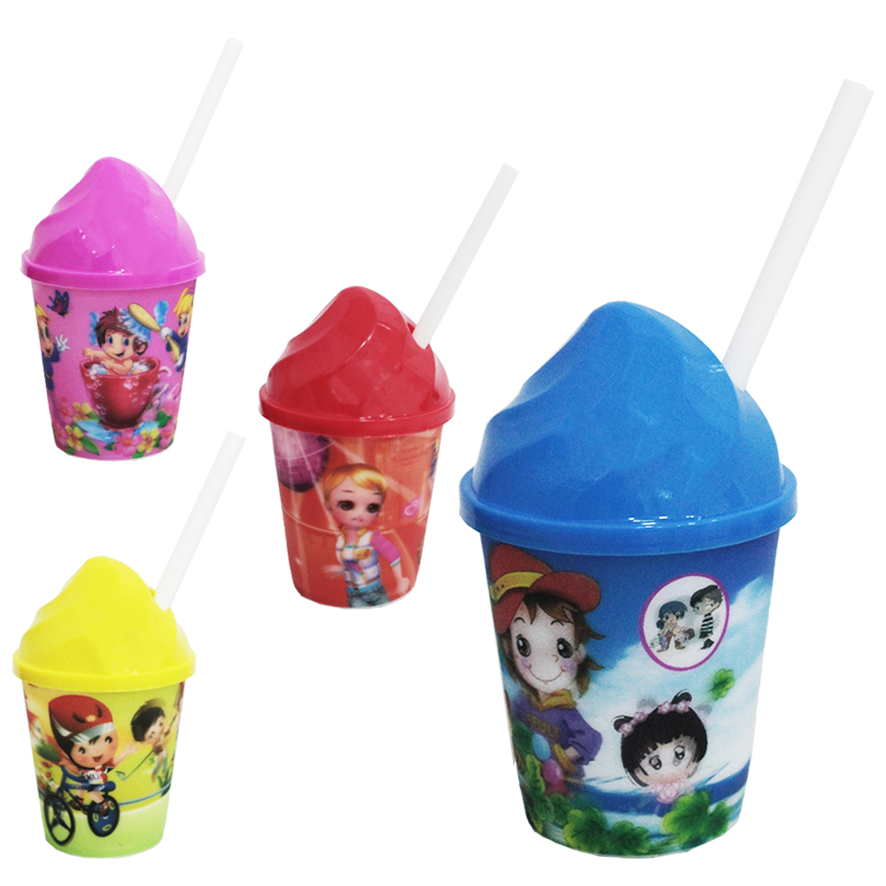 COPO COM TAMPA E CANUDO DE PLASTICO SORVETE 280ML
