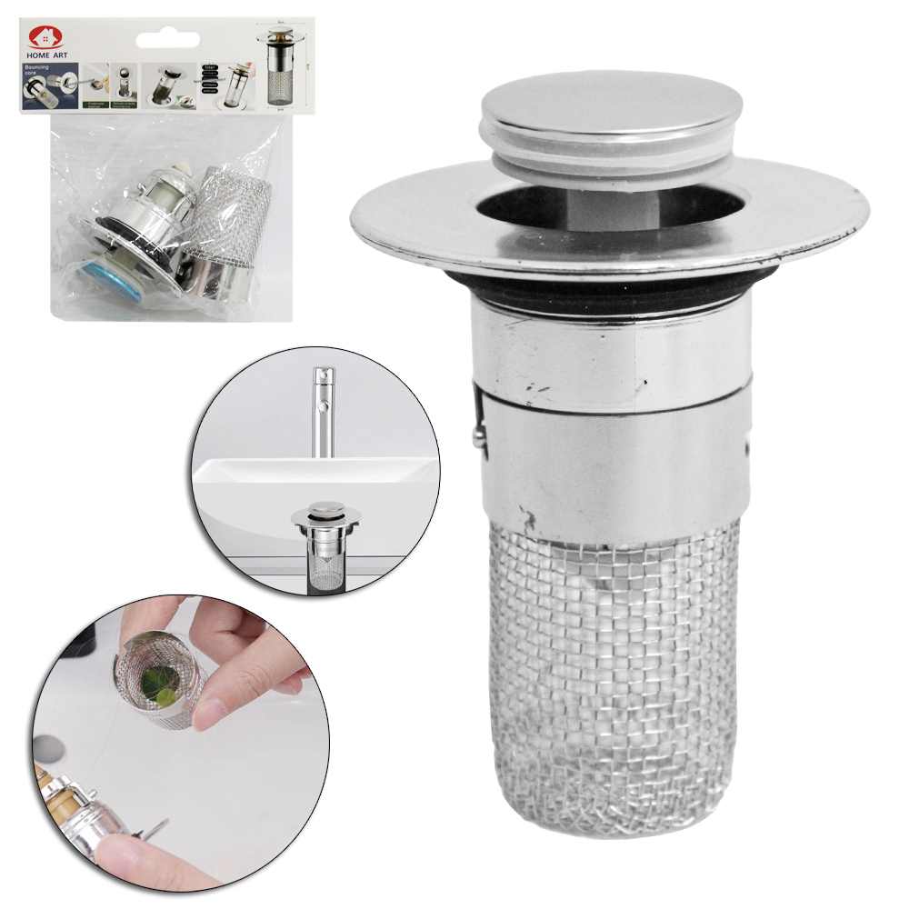 RALO DE INOX DE PIA INTELIGENTE DE CLICK COM COLETOR 8X6CM DE Ø