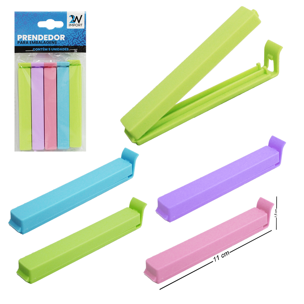 LACRA VEDA EMBALAGEM DE PLASTICO MULTIUSO COLORS COM 5 PECAS 11X1,5CM