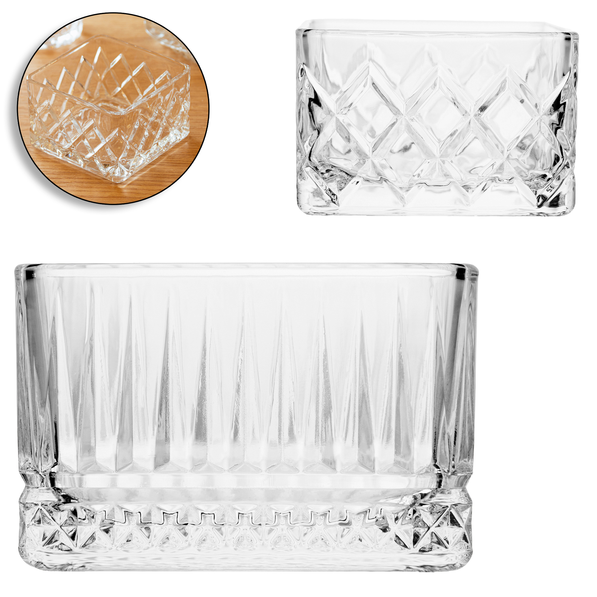 PETISQUEIRA DE VIDRO CRISTAL QUADRADA 9X6CM DP PLAY