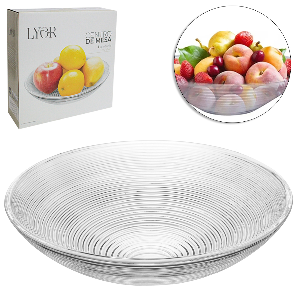 CENTRO DE MESA DE VIDRO REDONDO ESPIRAL 9,5X28,5CM DE Ø