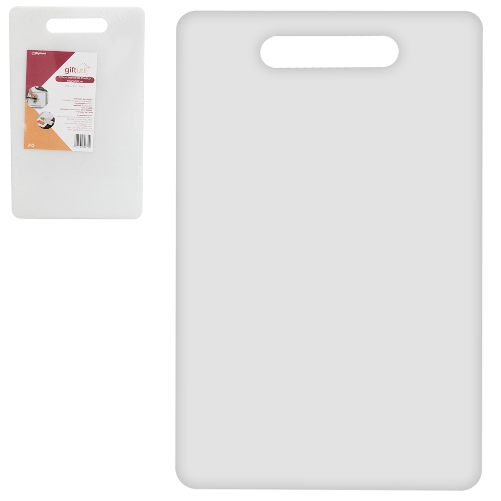 TABUA DE CORTE DE PLASTICO RETANGULAR BRANCO DAY BY DAY 40X25CM