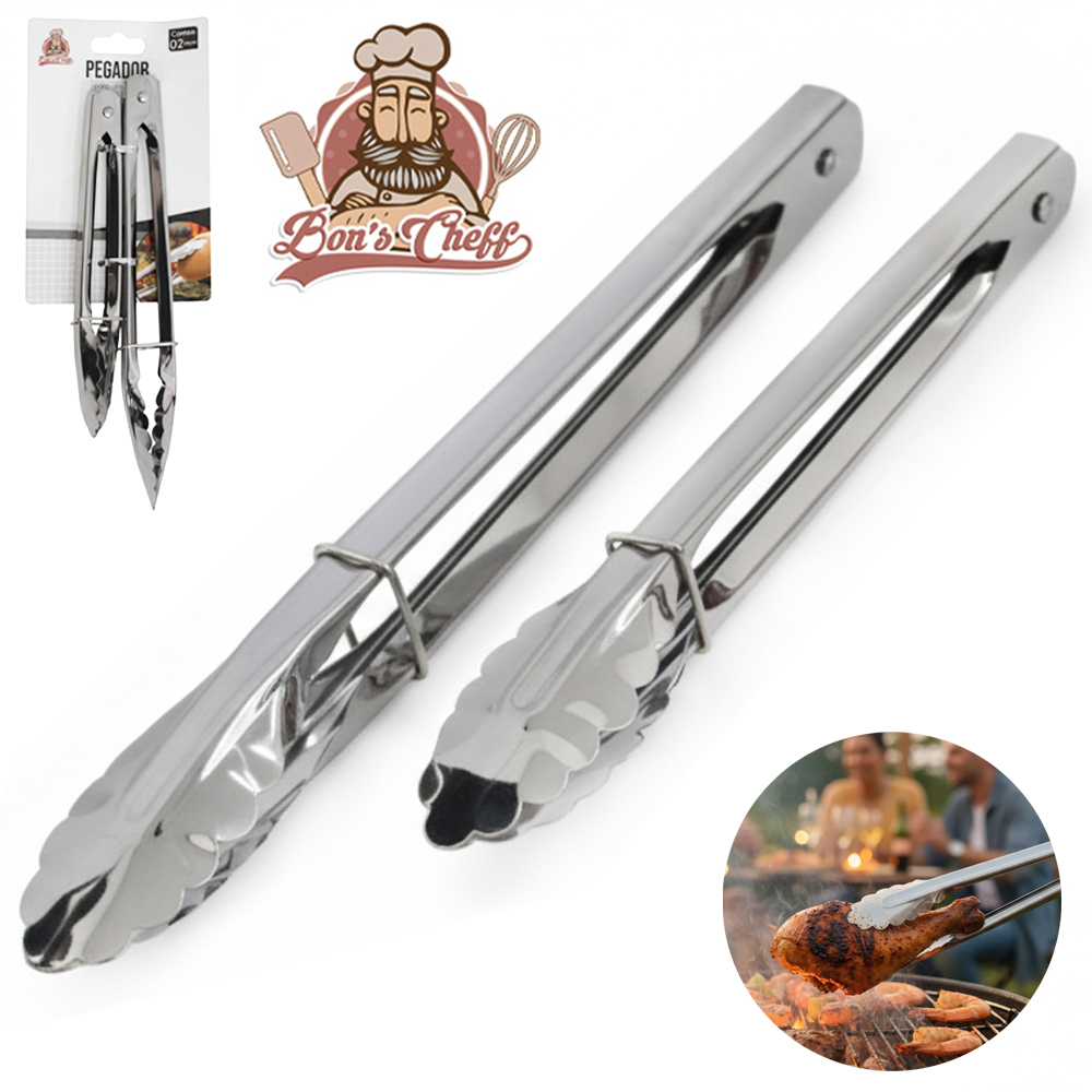 PEGADOR DE SALADA DE INOX COM MOLA E TRAVA COM 2 PECAS 22,5CM / 18CM