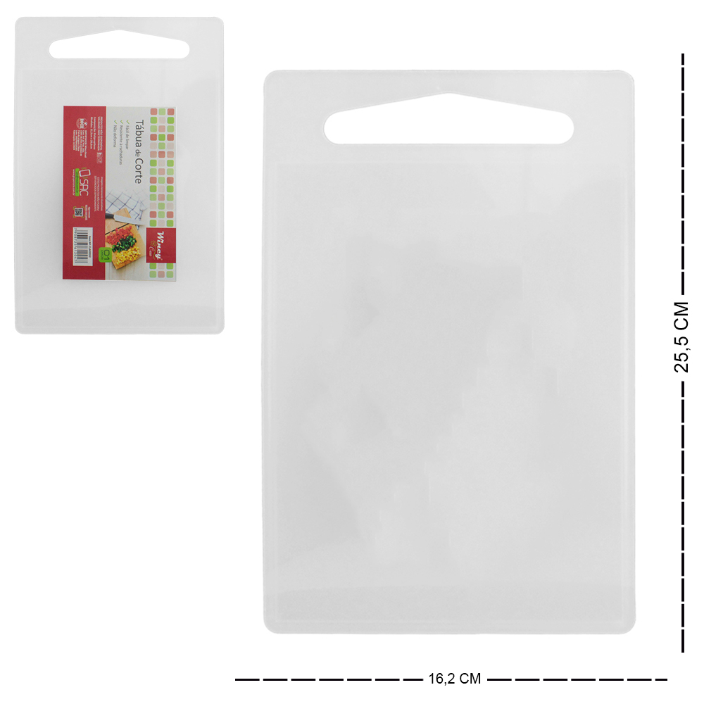 TABUA DE CORTE DE PLASTICO RETANGULAR BRANCO RUNRI 25,5X16,2CM