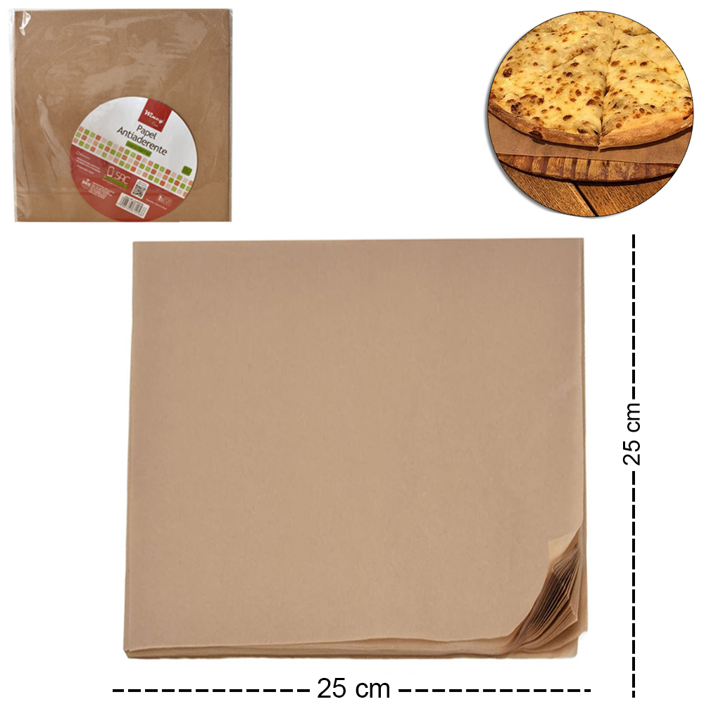 FORMA DE PAPEL QUADRADA DESCARTAVEL ANTIADERENTE PARA FORNO 50 PECAS 25CM