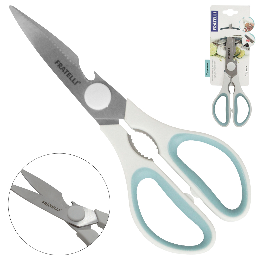 TESOURA DE COZINHA DE INOX 8'' 21CM MULTIUSO CABO COLORS