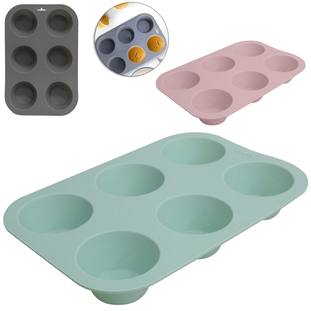 FORMA DE SILICONE RETANGULAR PARA CUPCAKE COM 6 CAVIDADES 24X16,5X3CM