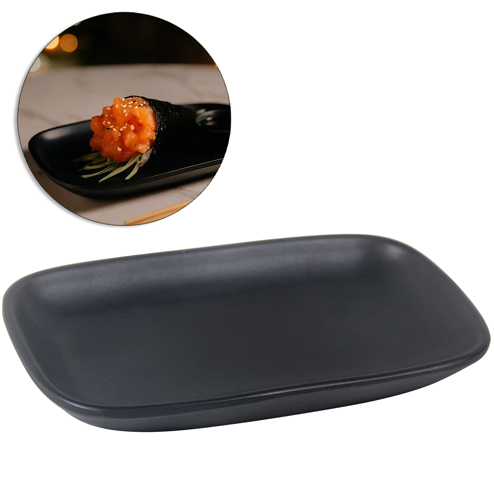 TRAVESSA DE MELAMINA RETANGULAR ORIENTAL BLACK 15,5X9X2CM