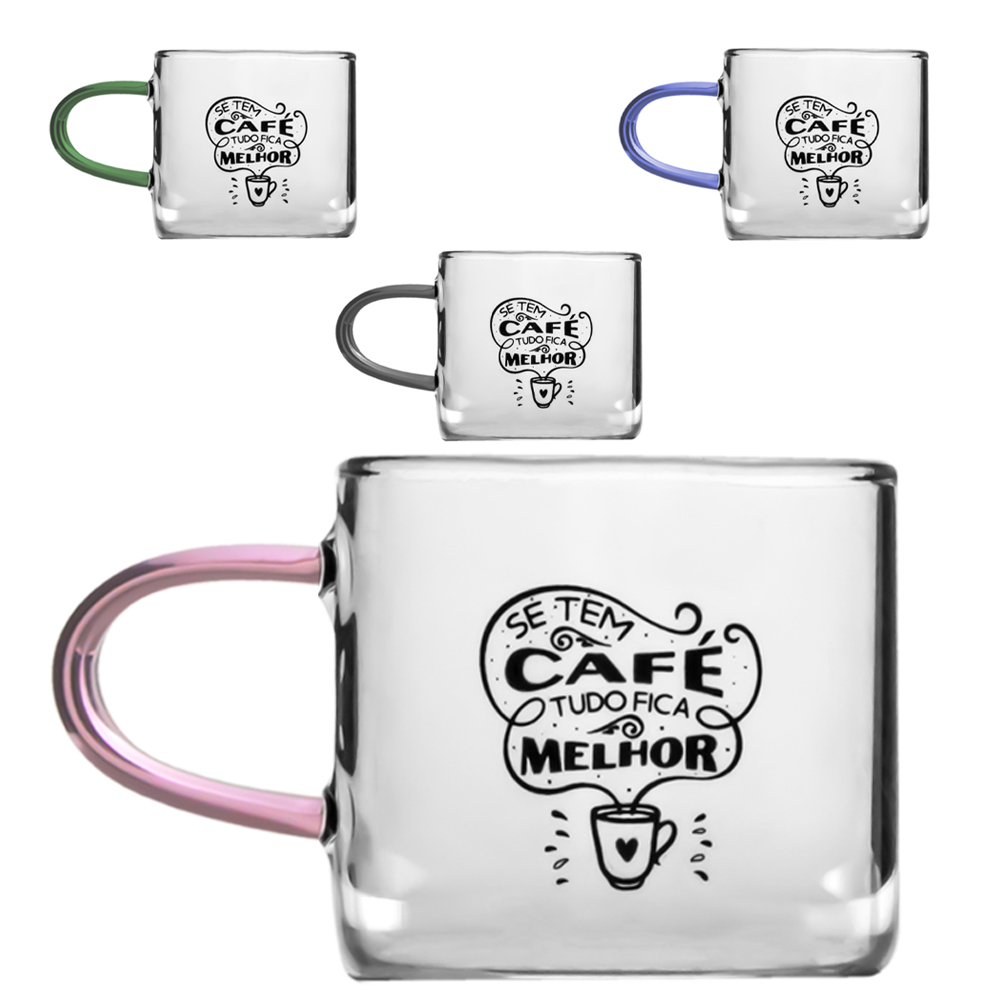 CANECA XICARA DE VIDRO BOROSSILICATO PARA CAFE / CAPPUCCINO 100ML