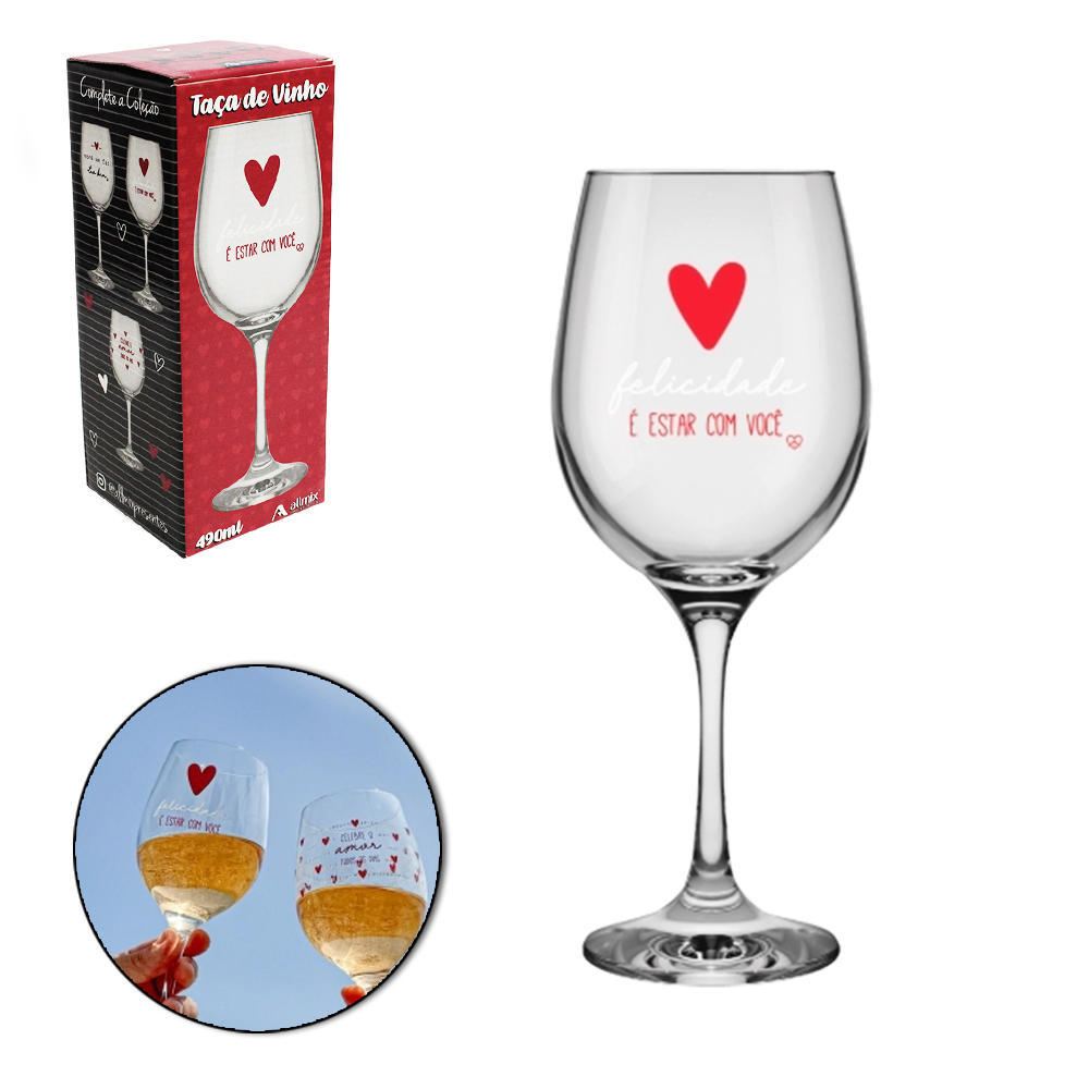 TACA DE VIDRO PARA AGUA/VINHO BARONE COLECAO LOVE 490ML