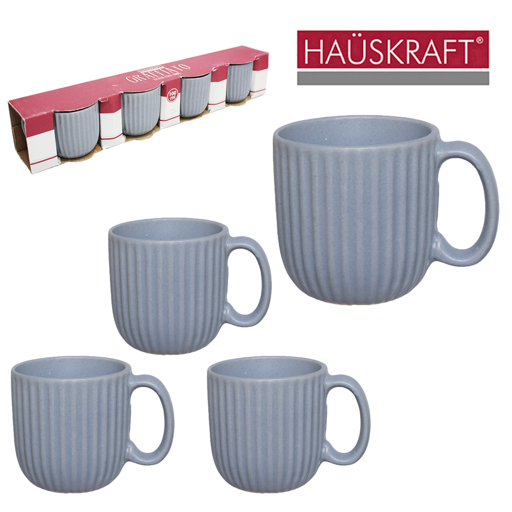 JOGO DE XICARA DE PORCELANA PARA CAFE GRAFFIATO AZUL HAUSKRAFT COM 4 PECAS 100ML